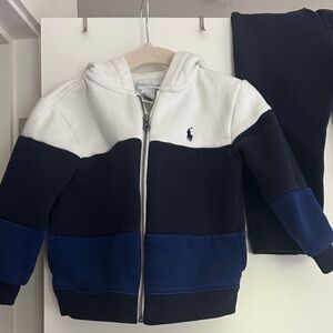 24 M Ralph Lauren Navy and White Hoodie Set